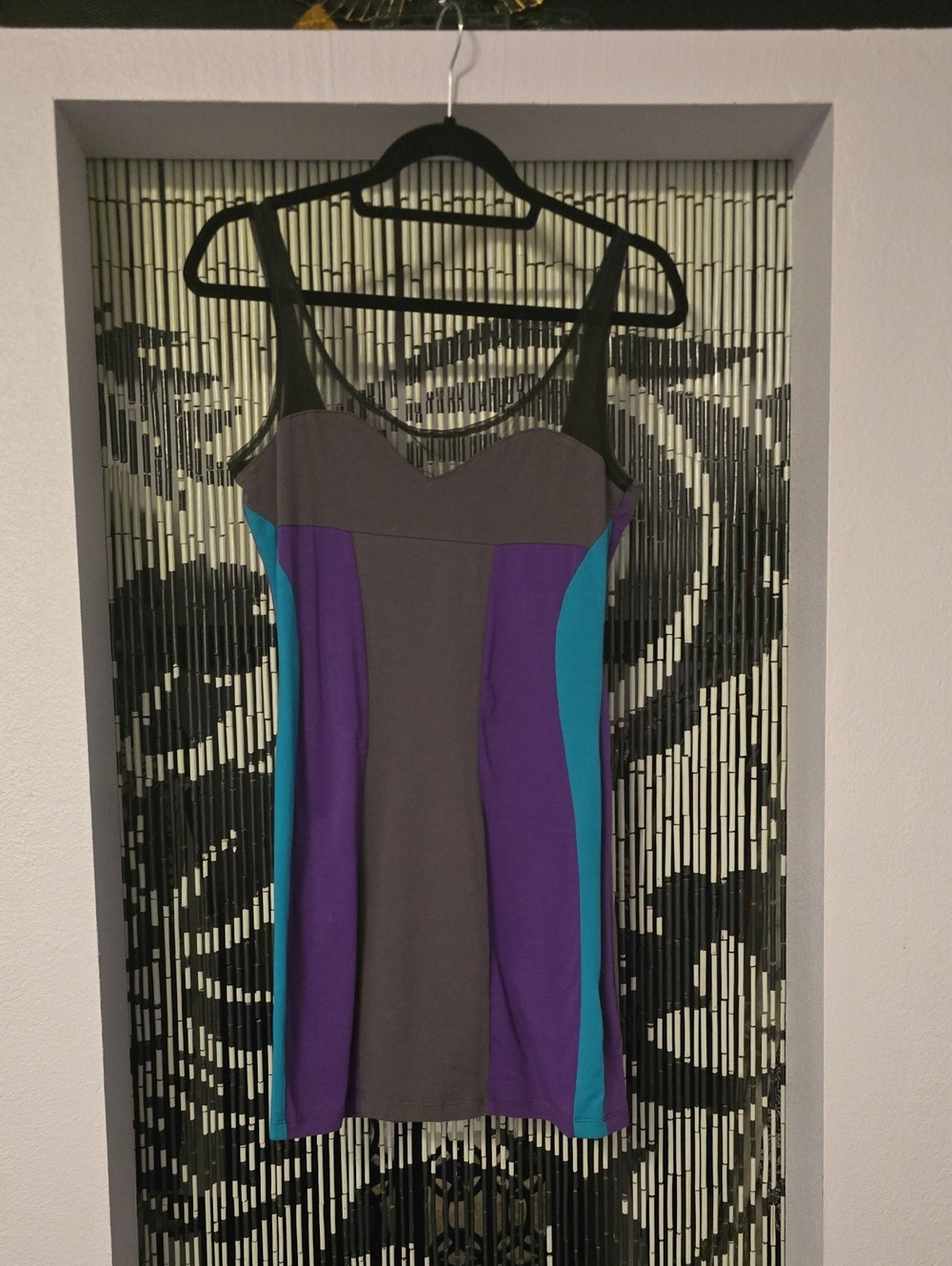 Motel Rocks Gray, Purple & Teal Colorblock Mini Dress Size M